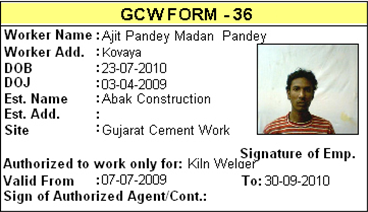 I-Card Sample (As per form 36 norms), Labour Productivity Management Software